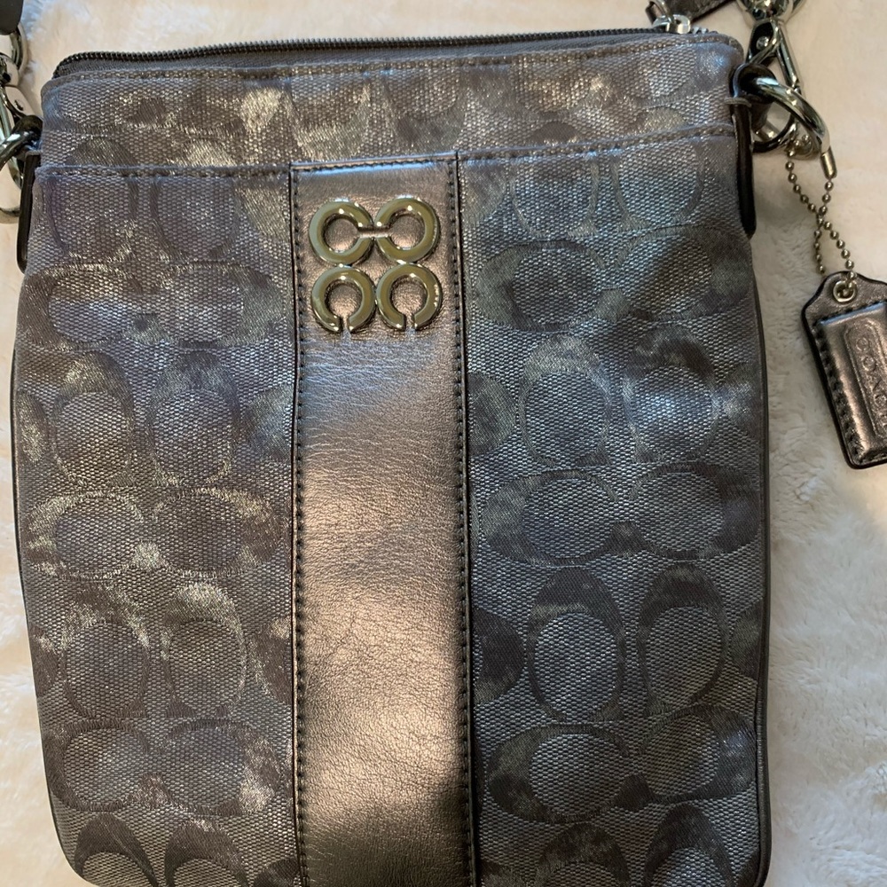 Silver Coach crossbody bag